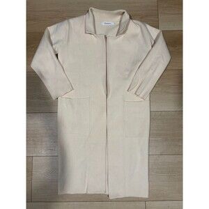 AANRABESS Women's S Long Knit Cardigan Sweater Open Front Cream Pockets